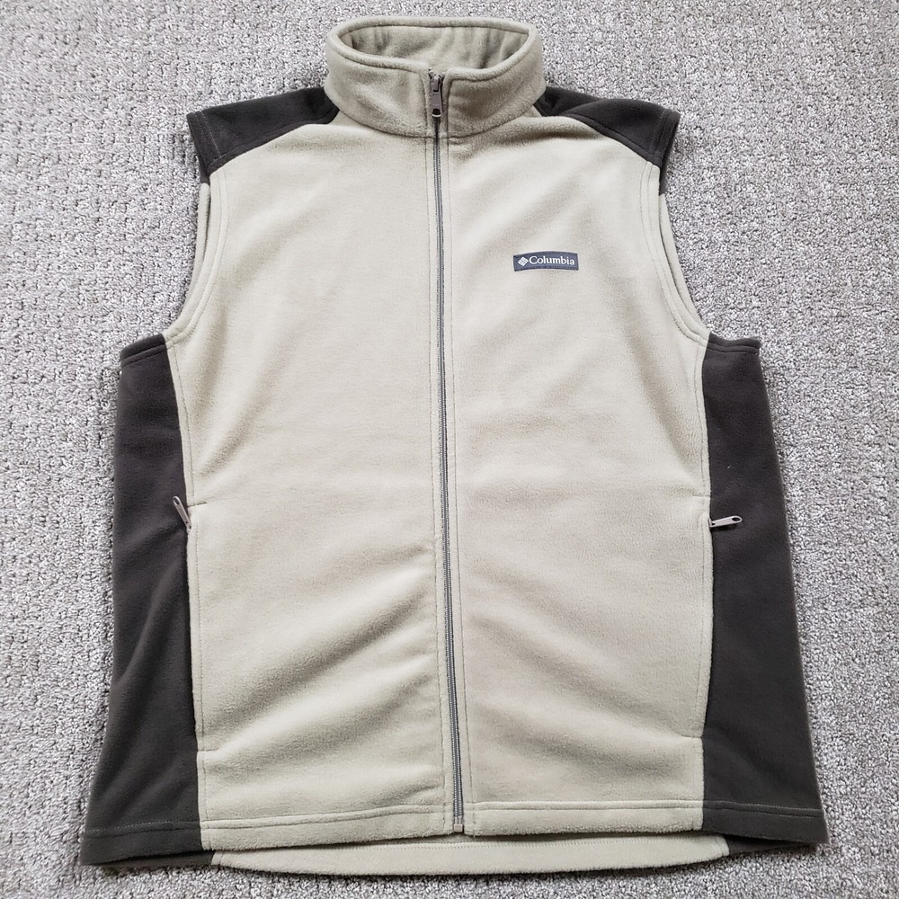 Columbia Fleece Vest Mens Large Tan Brown Steens Mountain Full Zip Outdoors Gorp